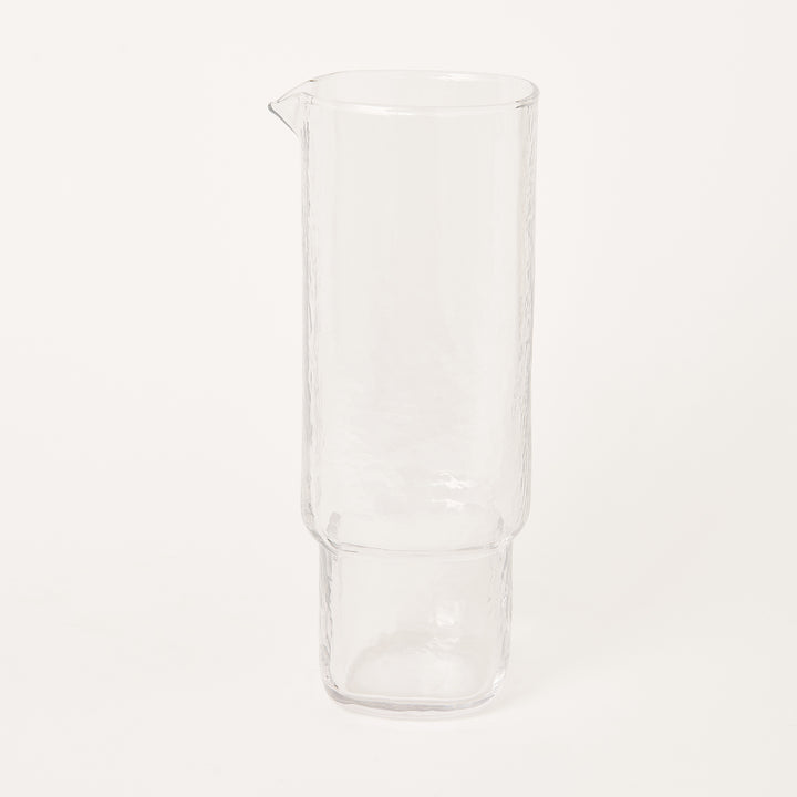 Handmade glass carafe clear with hammered texture