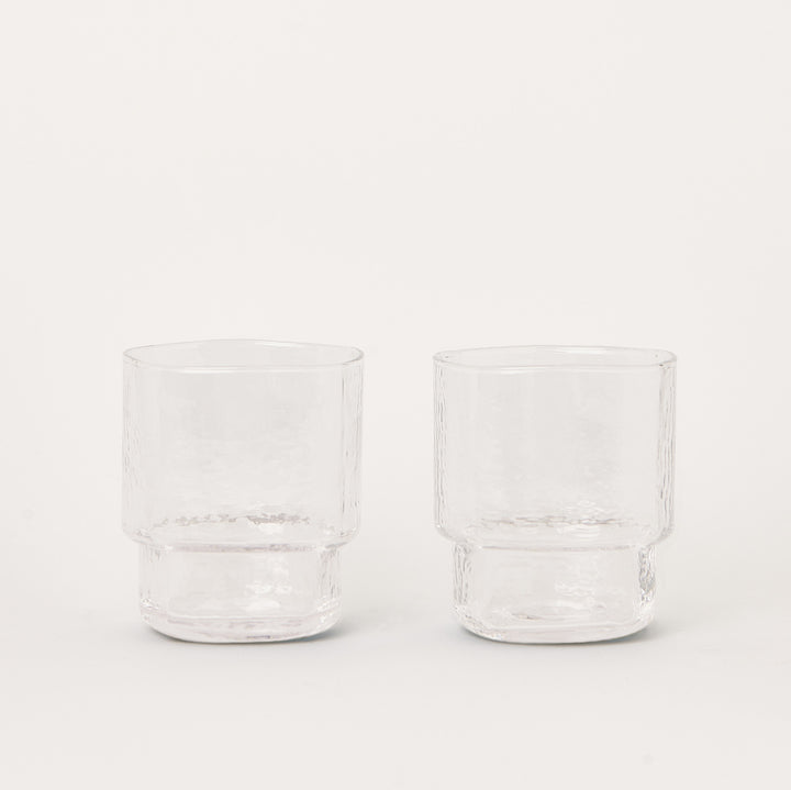 Set of 2 handmade drinking glasses clear