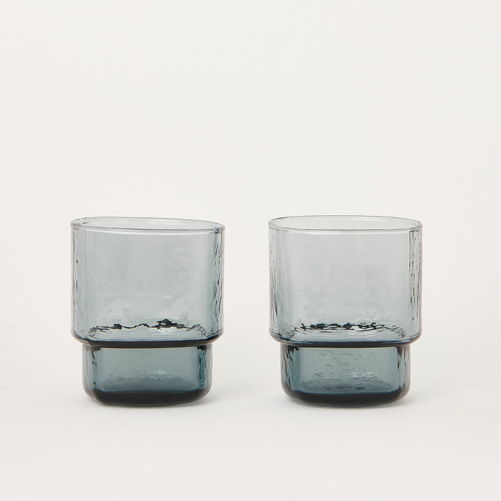 Set of 2 handmade coloured drinking glasses smoke grey