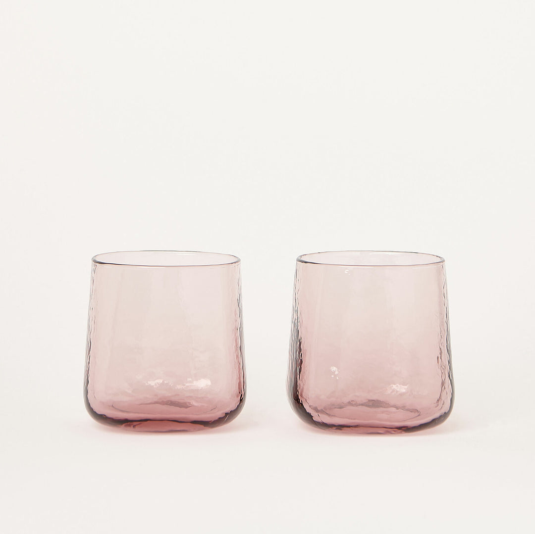 Set of 2 handmade drinking glasses with unique form in pastel pink