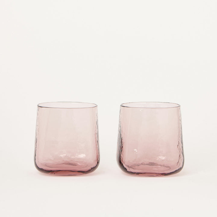 Set of 2 handmade drinking glasses with unique form in pastel pink