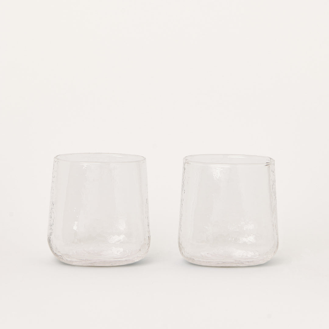 Set of 2 handmade drinking glasses clear