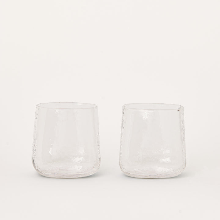 Set of 2 handmade drinking glasses clear