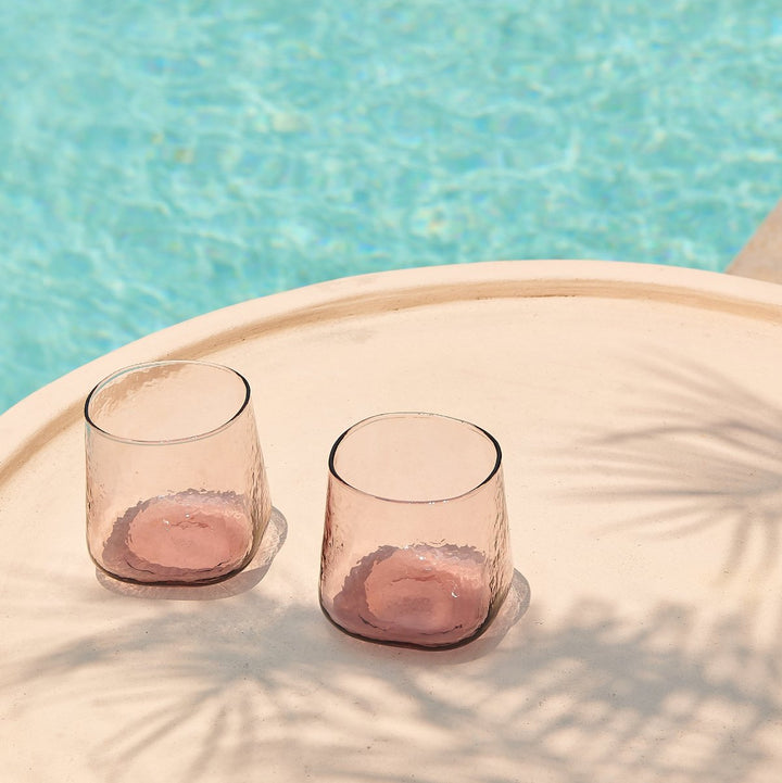 Set of 2 handmade drinking glasses pastel pink